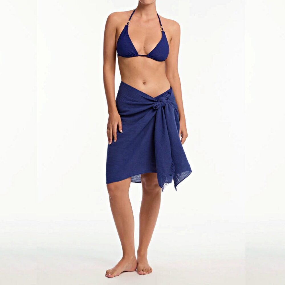 Echo 23 Women's Navy Versatile Lightweight Crinkle Textured Cover Up (MSRP $34)